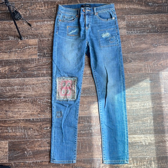 Boyfriend blue jeans with patch work - Picture 1 of 5